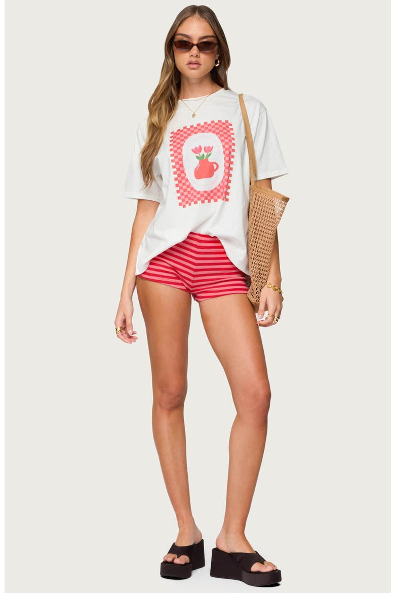 Hali Stripe Knit Shorts, Alternate, color, RED-AND-PINK