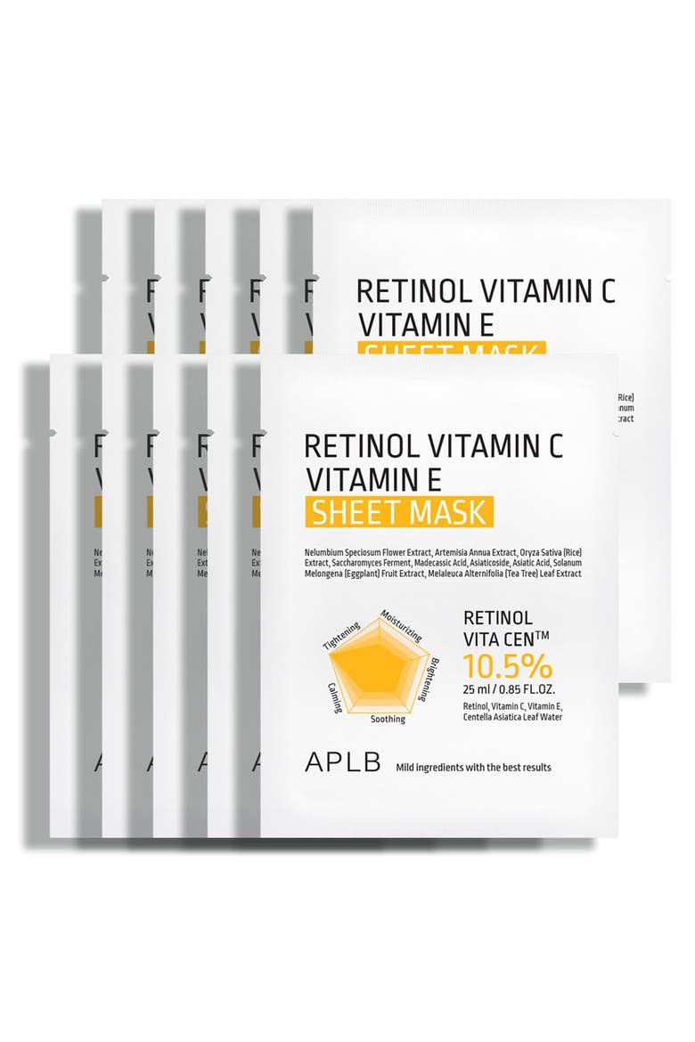 Retinol Vitamin C & Vitamin E Sheet Mask Set, Alternate, color, NO COLOR