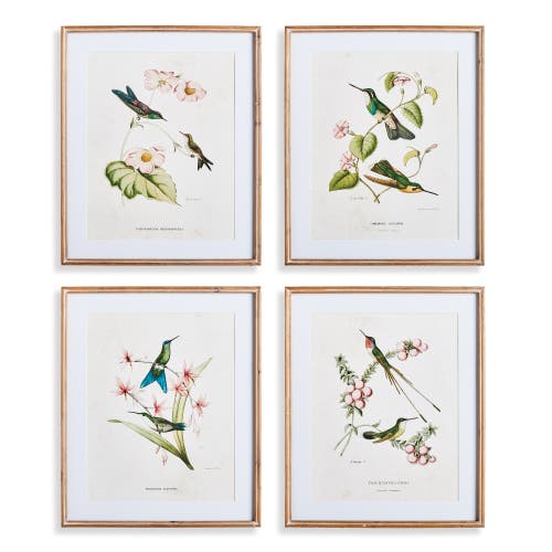 Napa Home & Garden Hummingbirds With Blush Blooms Framed Wall Art Set Of 4 In Green