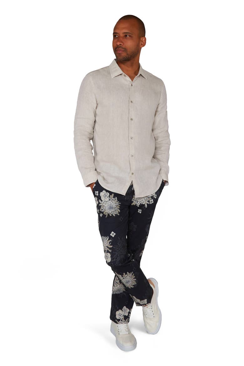 Charles Flat Front Chino Printed Pant, Main, color, Mumms Dream Black