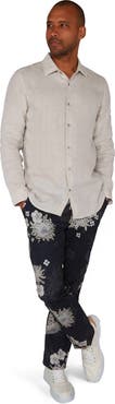 Lords of Harlech Charles Flat Front Chino Printed Pant