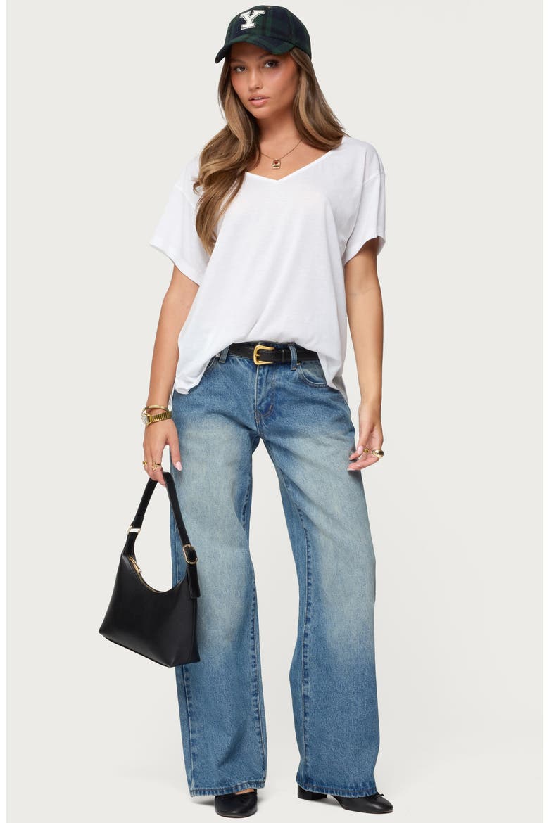 Sonora Oversize V-Neck T-Shirt, Alternate, color, WHITE