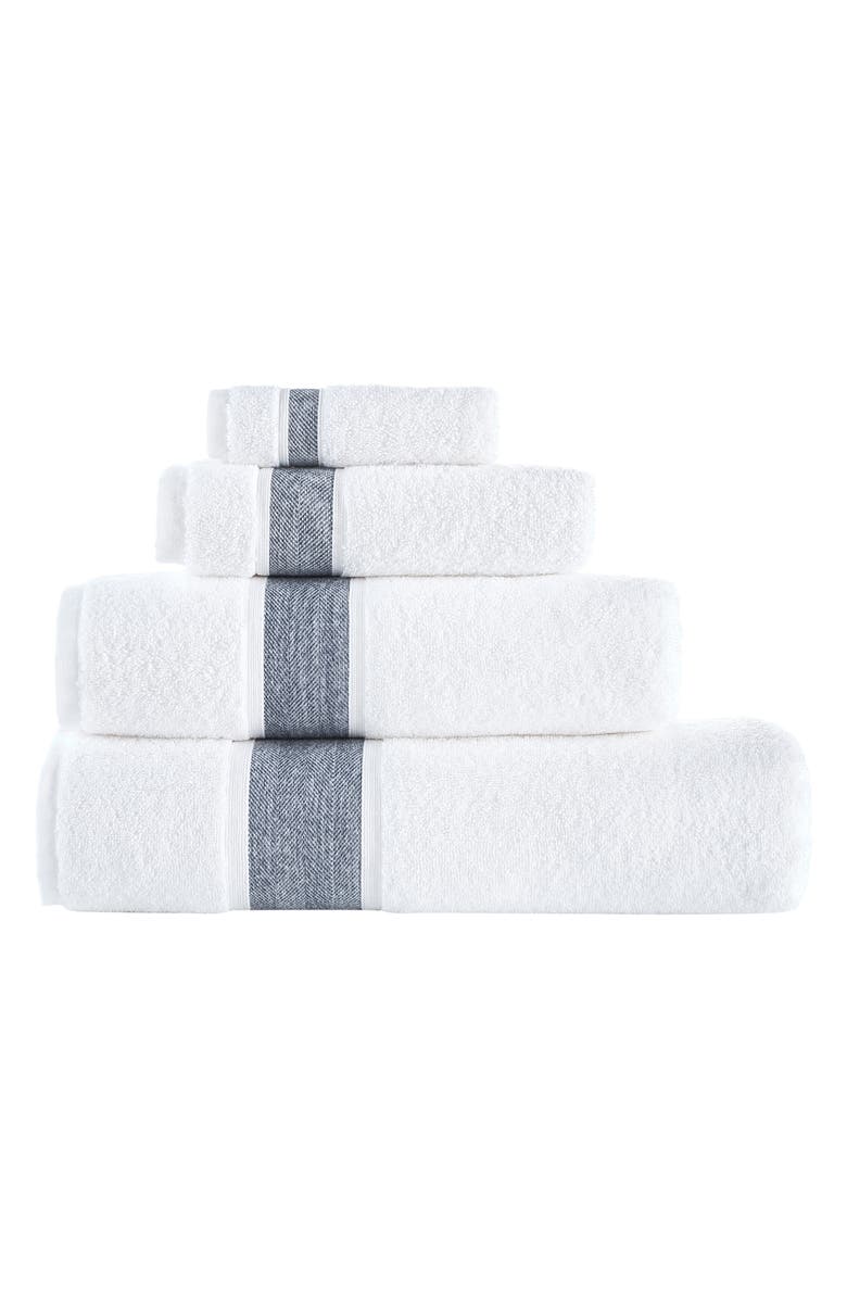 Brooks Brothers Ottoman Rolls 2-Pack Turkish Cotton Bath Sheets, Main, color, White/ Anthracite