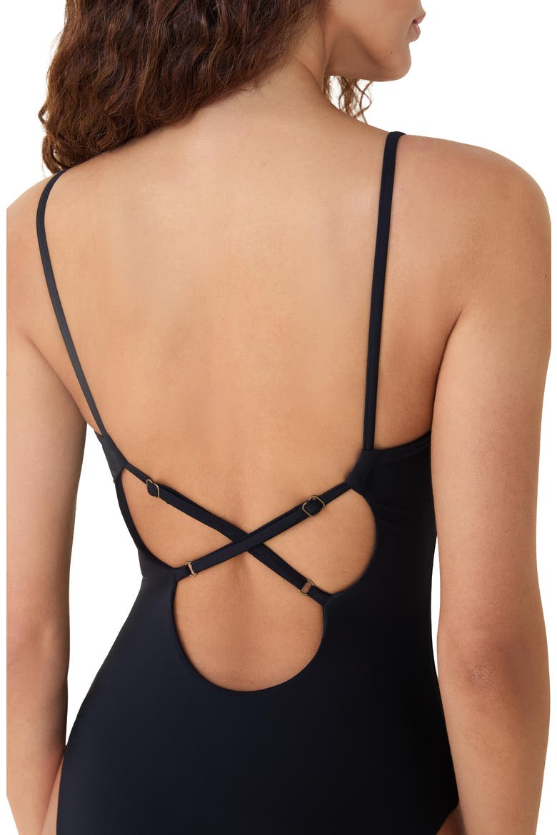 Jetties Criscross One-Piece Swimsuit, Alternate, color, BLACK
