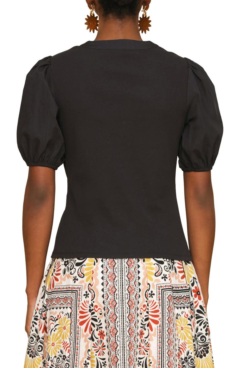 Avec Les Filles Puff Sleeve Stretch Cotton Top, Alternate, color, 