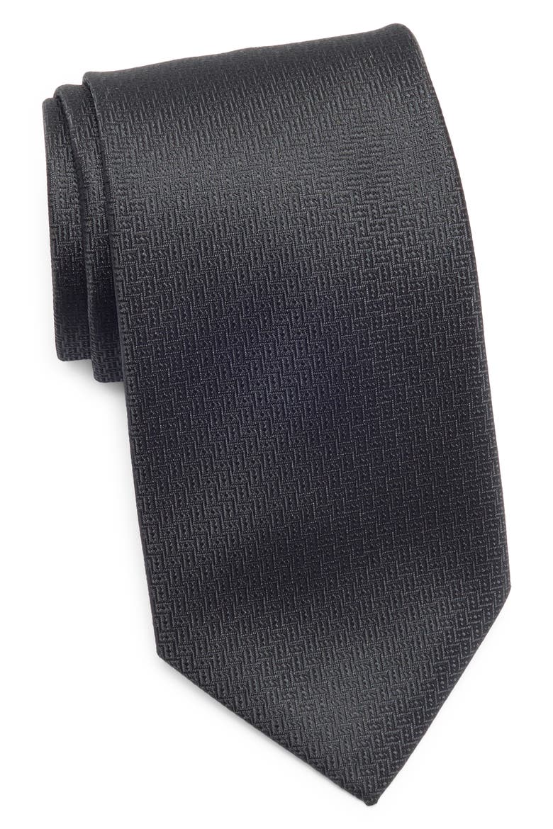 Geo Jacquard Tie, Main, color, BLACK