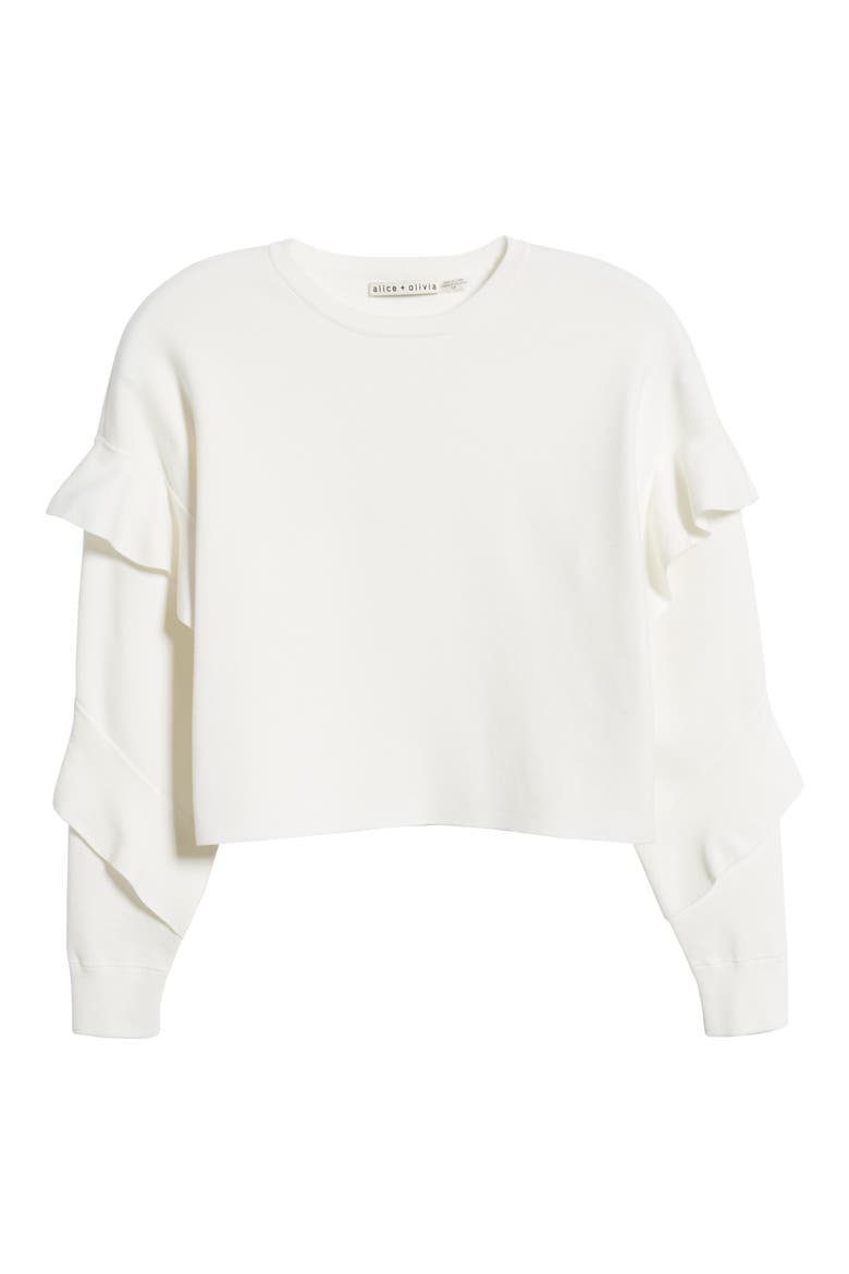 Ruffle Sleeve Sweater, Alternate, color, WHITE
