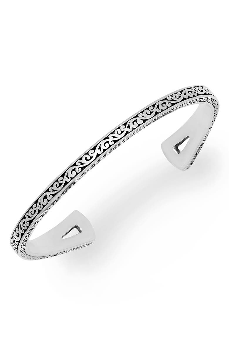 Lois Hill Sterling Silver Scroll Cuff Cutout Edge Bracelet, Main, color,