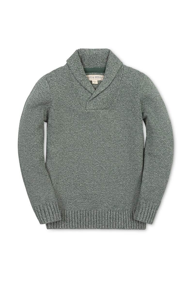 Kids' Organic Shawl Collar Sweater, Main, color, Dark Green Marl
