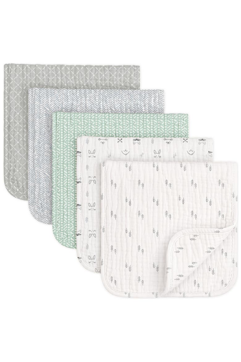 5-Pack Lyra Muslin Burp Cloths, Main, color, Nordic