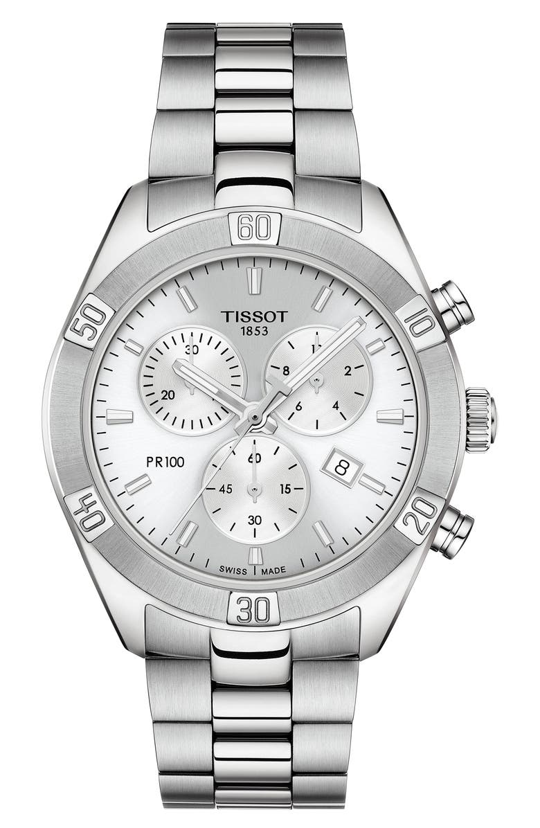 Tissot PR 100 Classic Chronograph Bracelet Watch, 38mm, Main, color, 