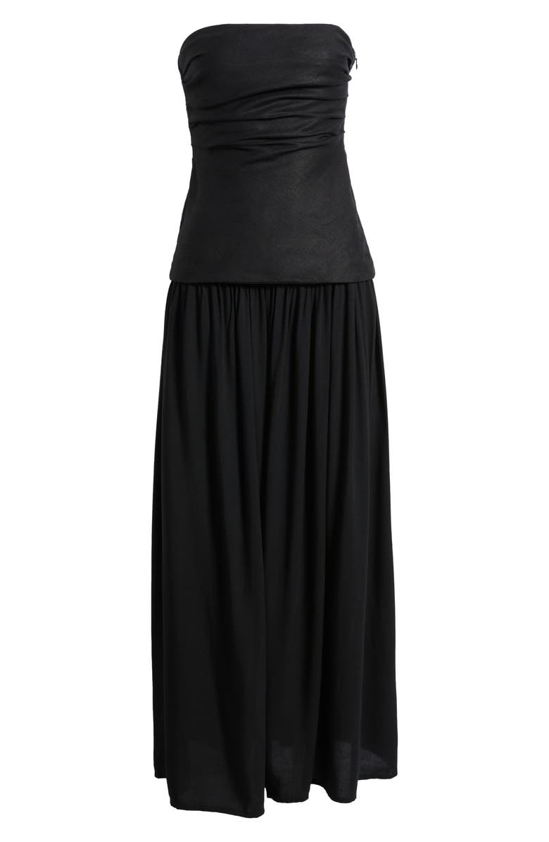 Hedy Strapless Mixed Media Drop Waist Maxi Dress