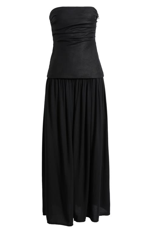 Faithfull The Brand Hedy Strapless Mixed Media Drop Waist Maxi Dress