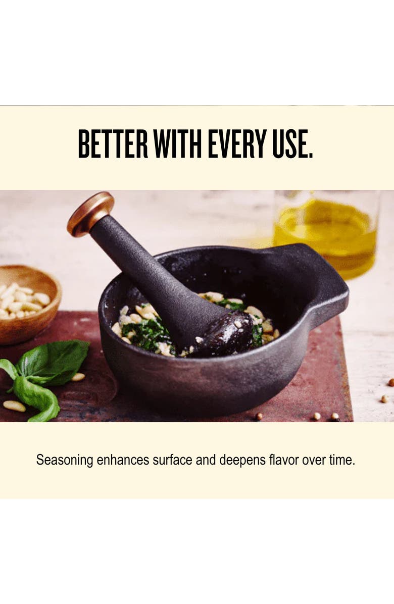 Alva Nori 2-Cup Enameled Cast Iron Mortar & Pestle Set, Alternate, color, Black