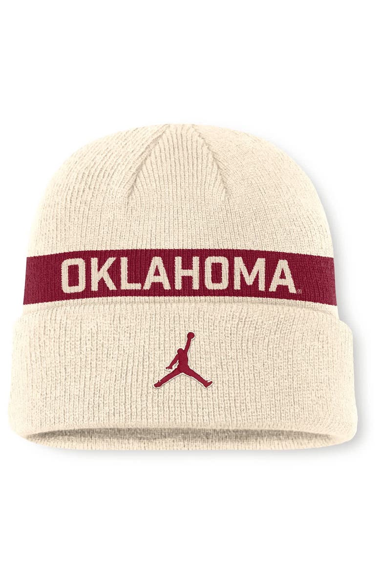 Jordan Brand Men's Jordan Brand Natural Oklahoma Sooners Peak Primetime Utility Cuffed Knit Hat, Alternate, color, Natural