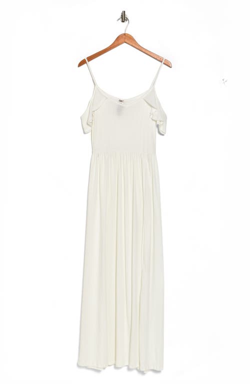 Go Couture Ruffle Cold Shoulder Maxi Dress In White