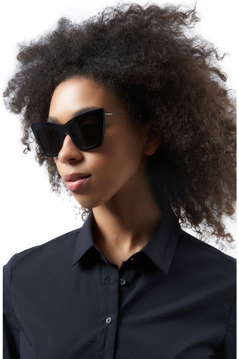 50mm Cat Eye Sunglasses, Alternate, color, DARK GREY