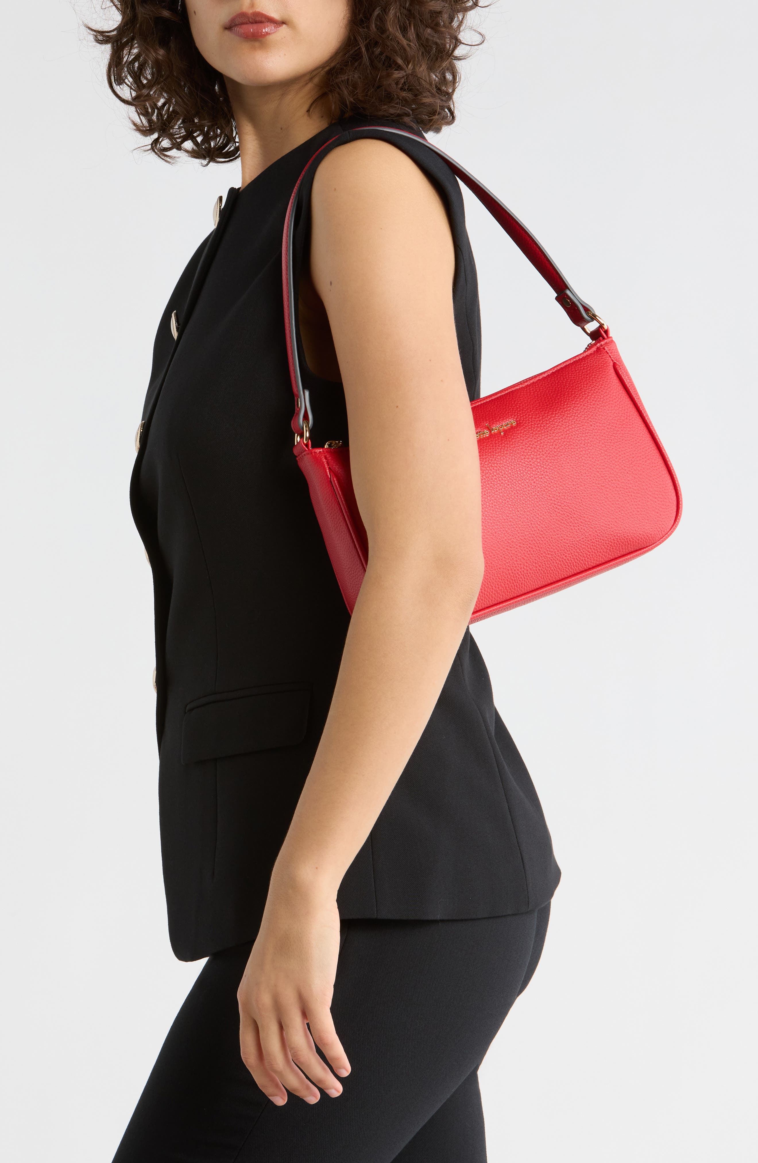 Nanette Lepore Jennah Baguette Shoulder Bag, Alternate, color, Tomato - Heart Flutter