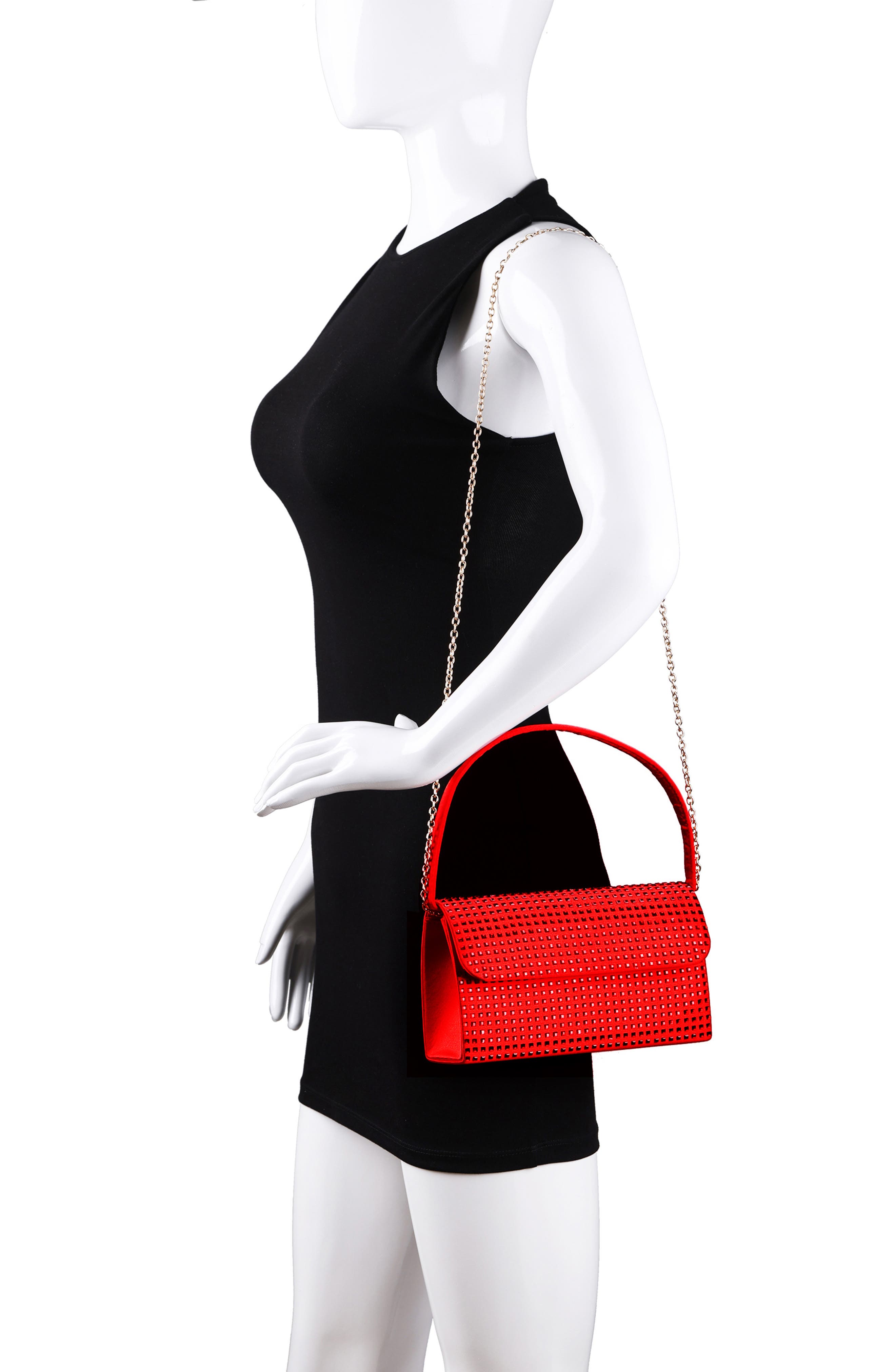 Shana Rhinestone Handbag, Alternate, color, RED