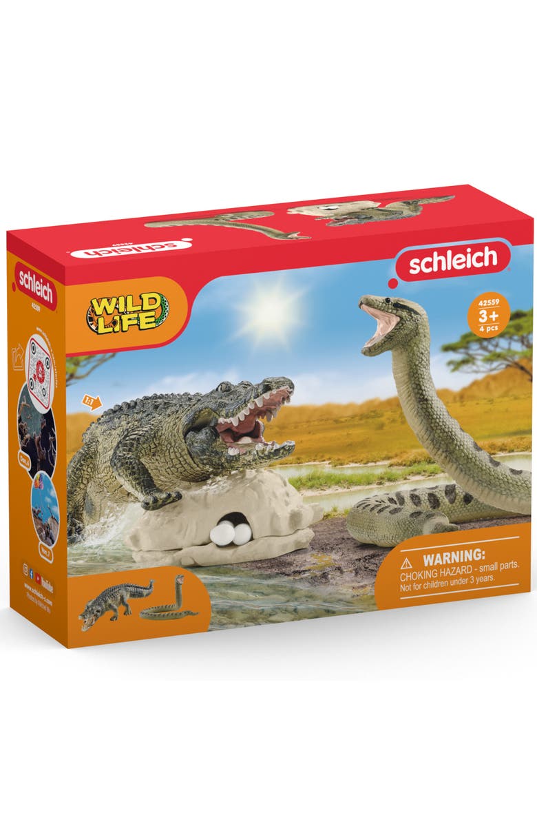 Schleich Wild Life Danger In The Swamp Animal Figures, 4 Pieces, Alternate, color, 