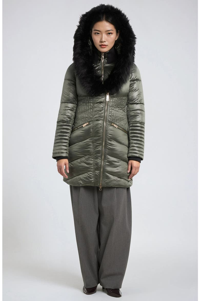 Gigi-El Faux Fur Trim Hooded Parka, Alternate, color, PINE