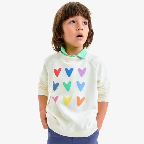 Primary Kids Rainbow Heart Sweatshirt In Ivory Stacked Hearts