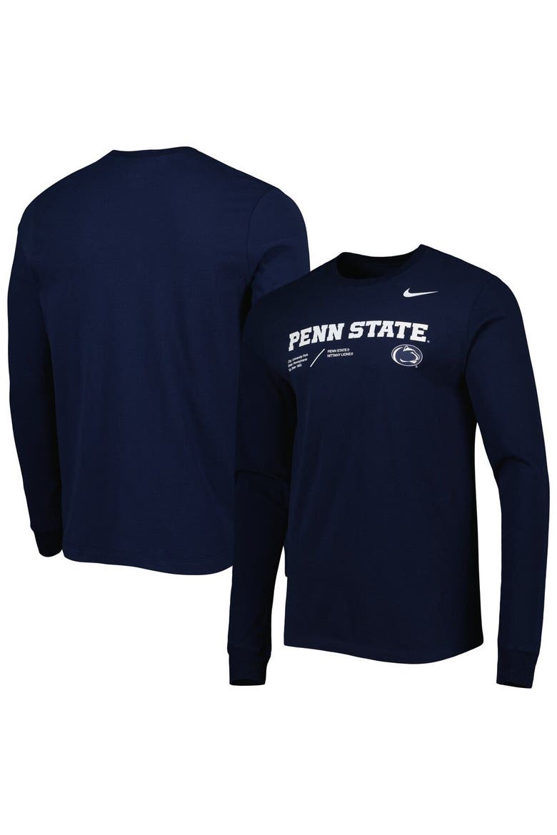 Men's Nike Navy Penn State Nittany Lions Team Practice Performance Long Sleeve T-Shirt, Alternate, color, Navy