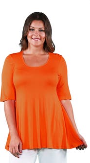 24seven Comfort Apparel Elbow Swing Tunic Top