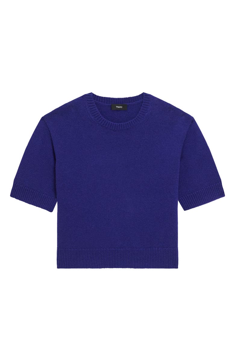 Theory Short Sleeve Cashmere Sweater, Alternate, color, Pigment Blue