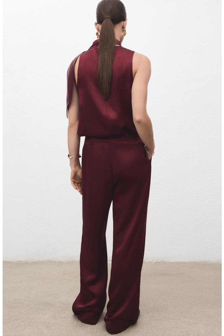 Wide Leg Satin Pants, Alternate, color, RUSSET