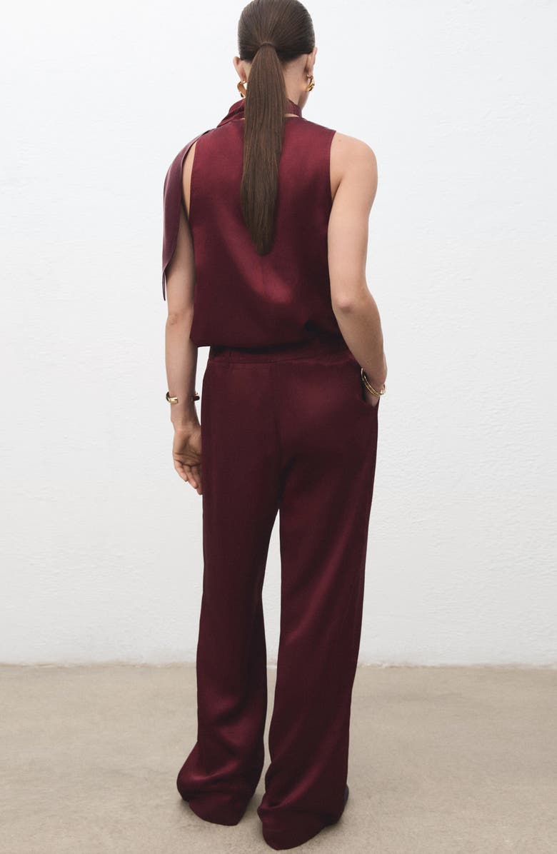 MANGO Wide Leg Satin Pants, Alternate, color, Russet