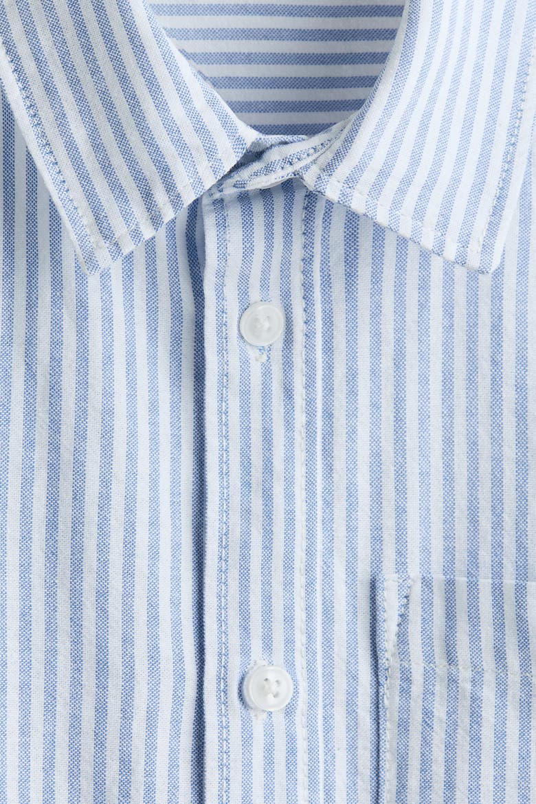 Short-sleeved Cotton Shirt, Alternate, color, Blue/white striped