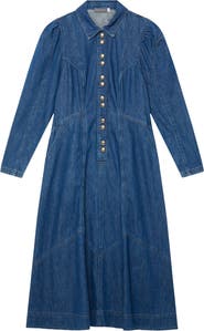 MINT VELVET Denim Midi Classic Collar Shirt Dress