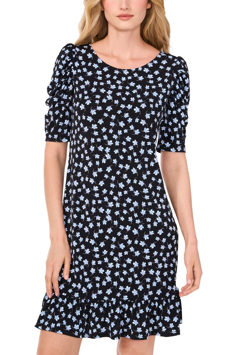 CeCe Floral Puff Sleeve Jersey Dress, Alternate, color, 