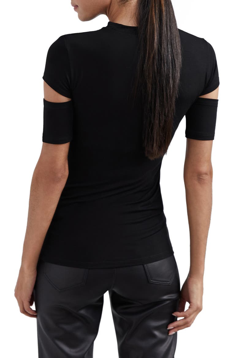Esme Cutout Sleeve Top, Alternate, color, BLACK