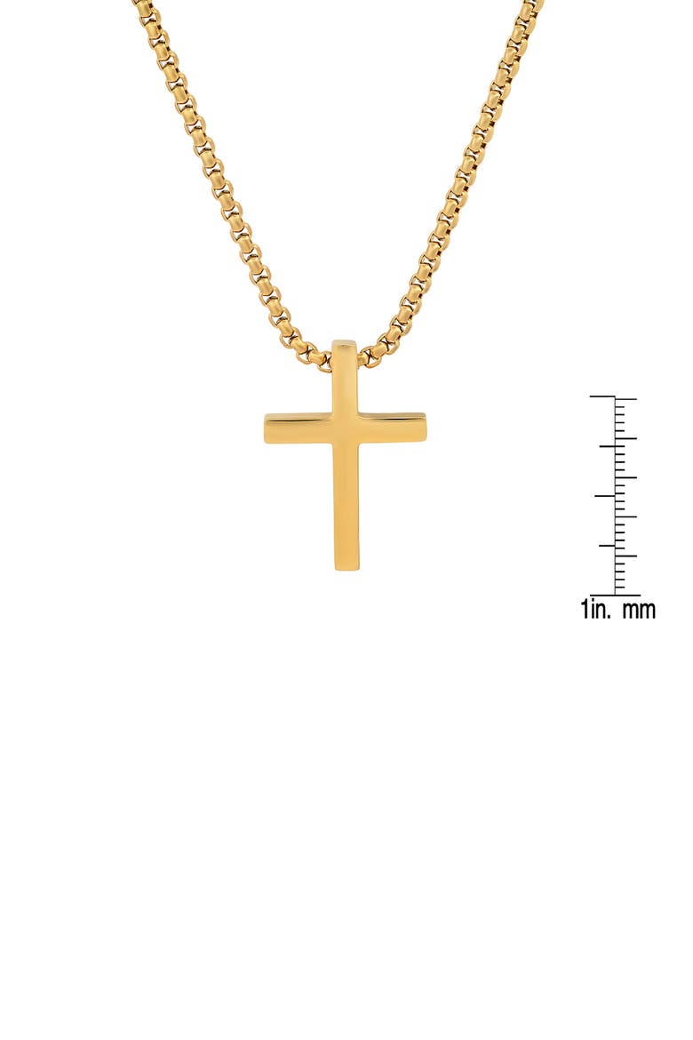 Men's 18K Gold Plated Stainless Steel Cross Pendant Necklace, Alternate, color, YELLOW