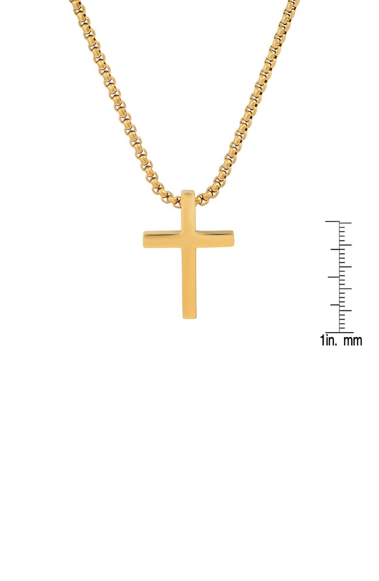 HMY JEWELRY Men's 18K Gold Plated Stainless Steel Cross Pendant Necklace, Alternate, color, 