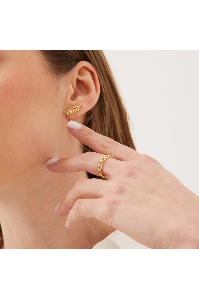 Sterling Silver Chain Ring, Alternate, color, Gold