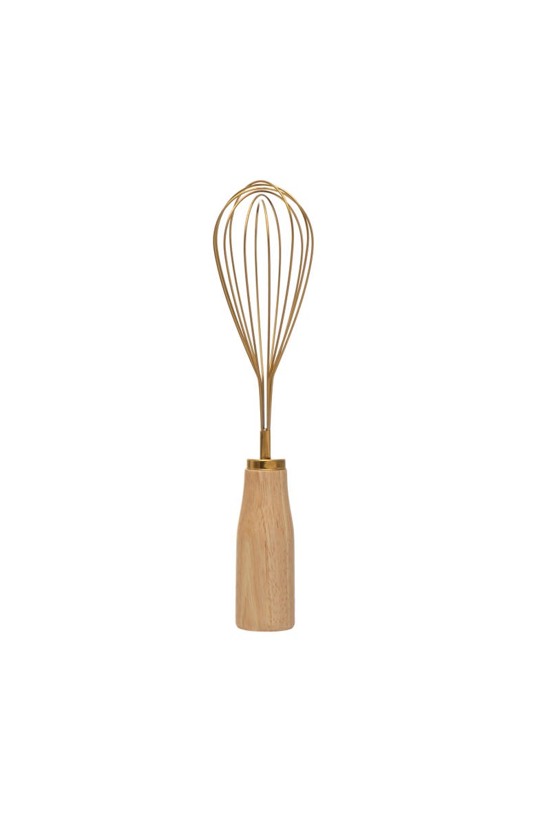 Storied Home Standing Stainless Steel Whisk with Wood Handle, Gold Finish, Main, color, Gold