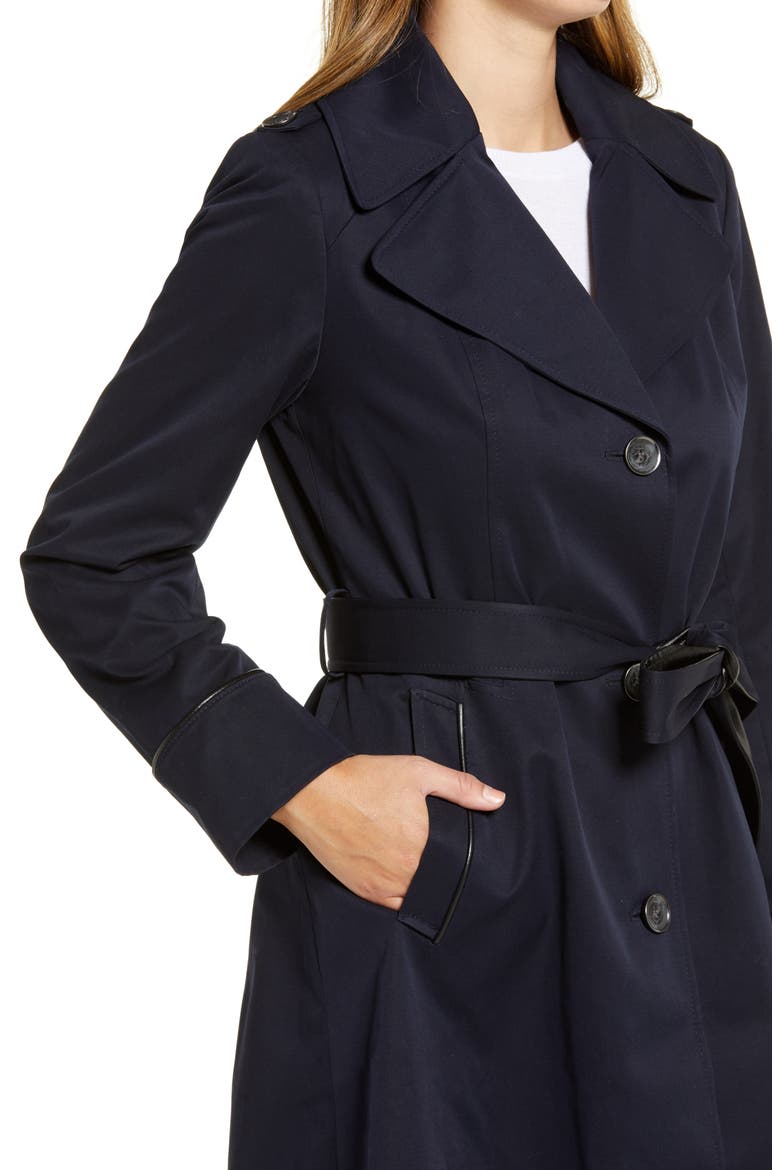 Hooded Trench Coat, Alternate, color, NAVY