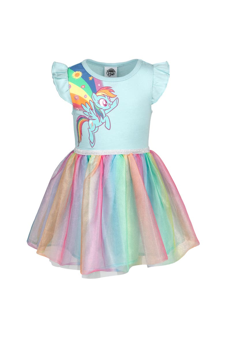 Rainbow Dash Short Sleeve Tulle Dress, Main, color, Blue