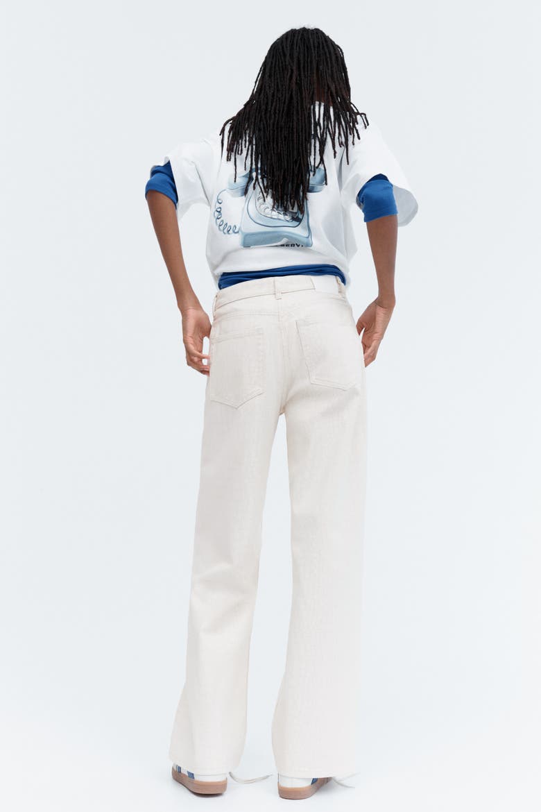 Straight High-Waist Jeans, Alternate, color, Light dusty beige