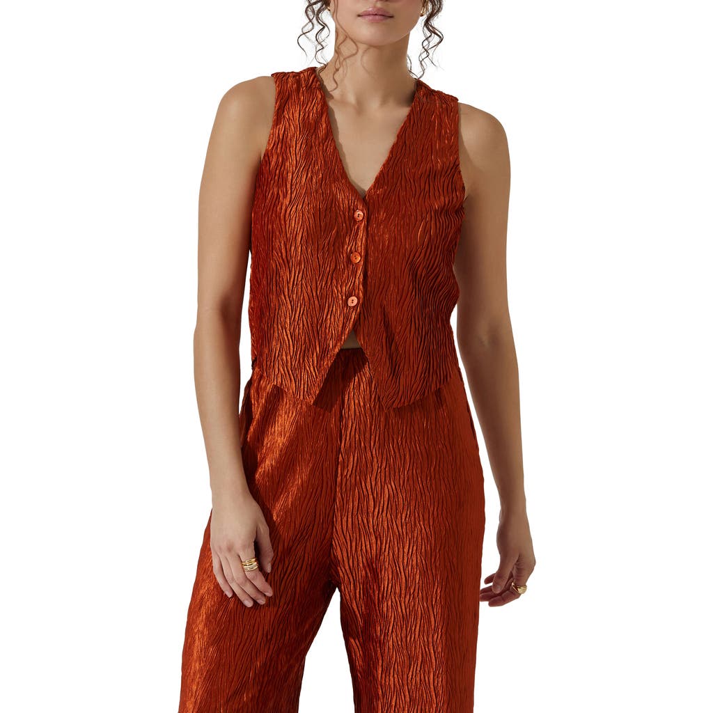 Astr The Label Plissé Vest In Rust