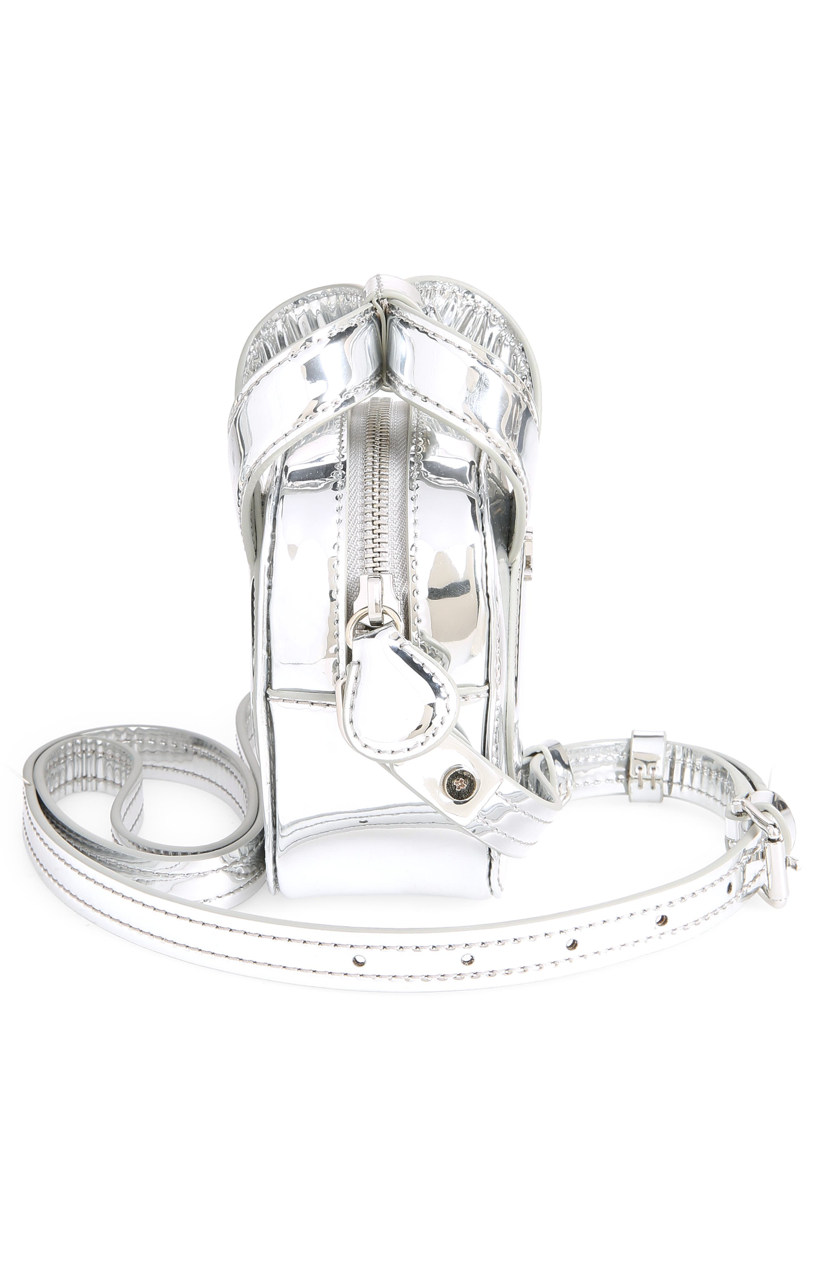 Courrèges Micro Mirror Loop Satin Crossbody Bag, Alternate, color, 