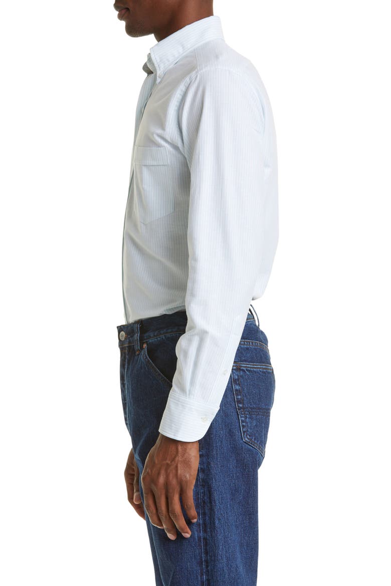 Ticking Stripe Oxford Cotton Button-Down Shirt, Alternate, color, BLUE STRIPES