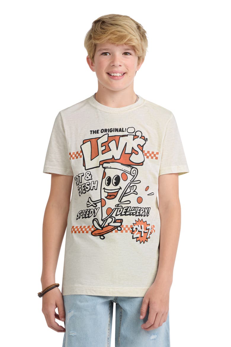 Kids' Speedy Pizza Graphic T-Shirt, Alternate, color, OATMEAL HEATHER