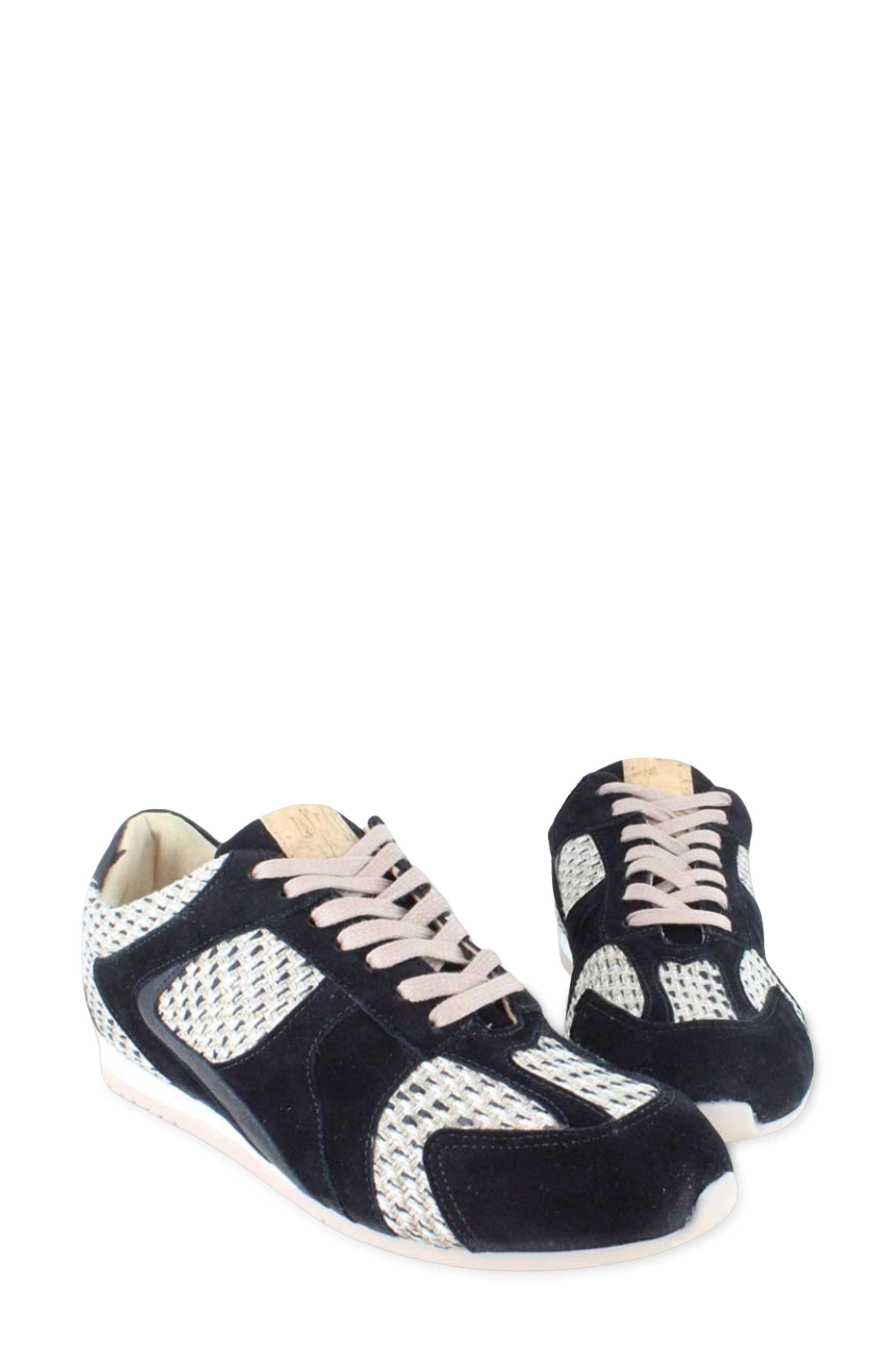 Horizon Sneaker, Alternate, color, BLACK SUEDE RAFFIA