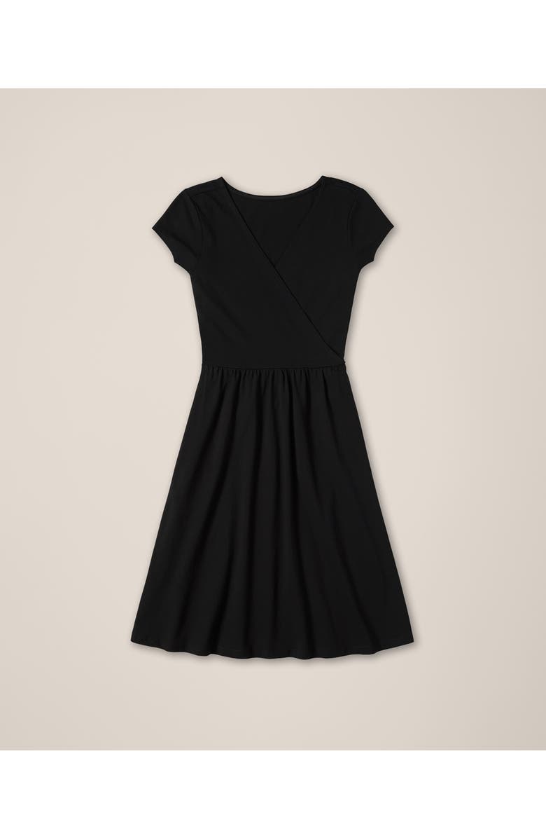 Pact Fit & Flare Crossover Dress, Alternate, color, Black