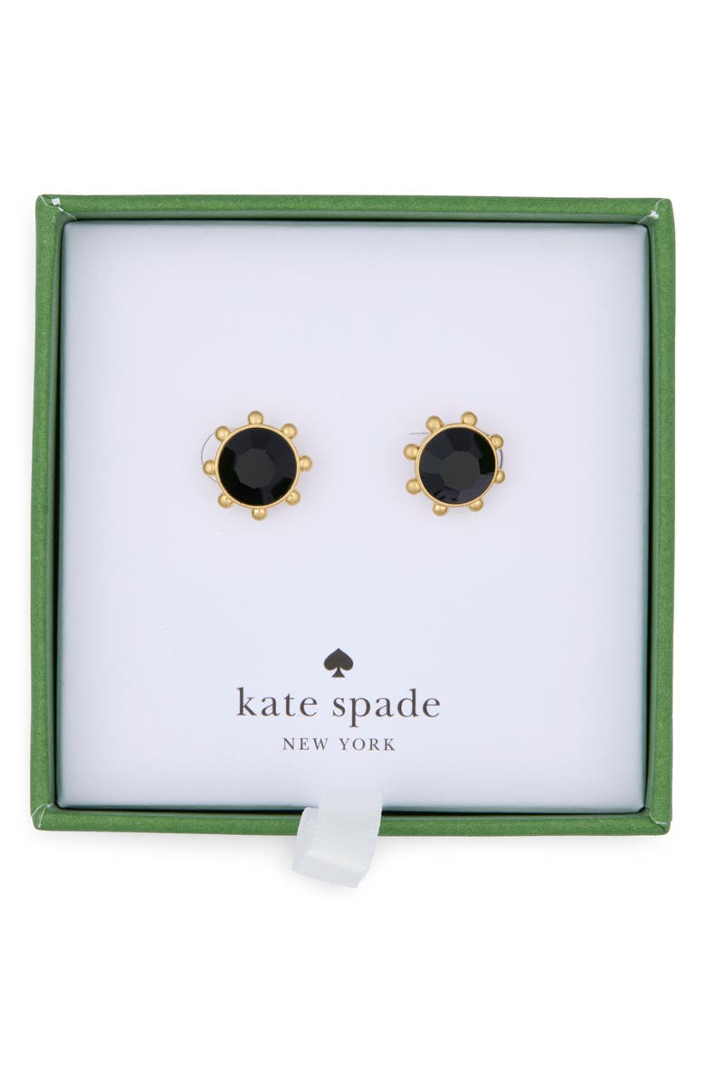 Kate Spade New York gold-tone bezel set crystal stud earrings, Main, color, Jet
