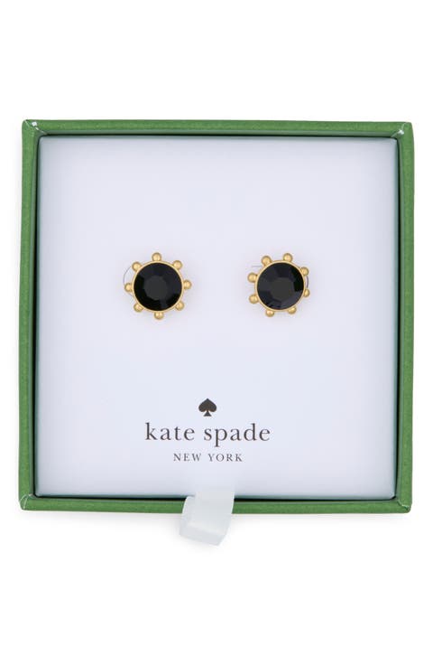 gold-tone bezel set crystal stud earrings
